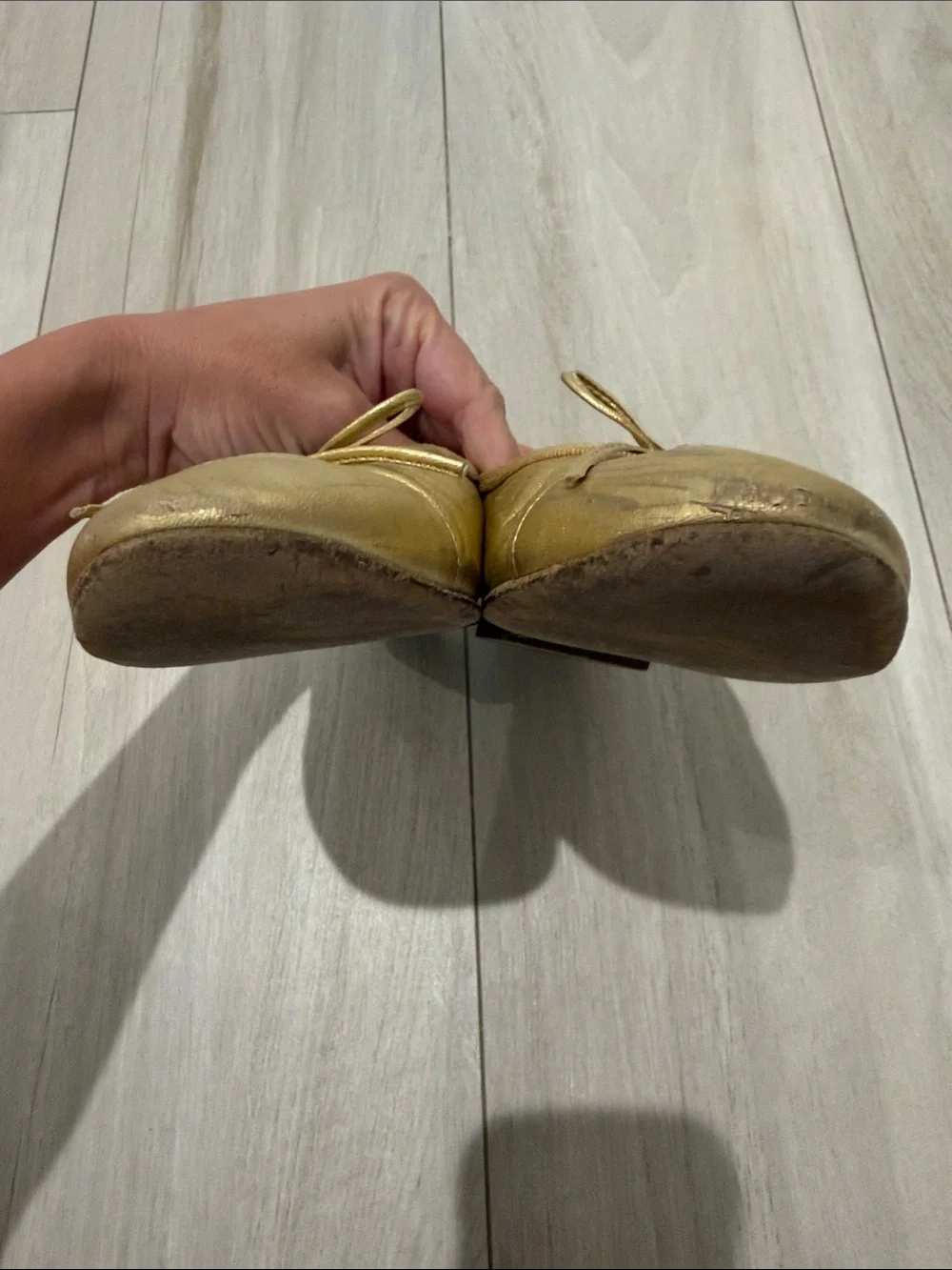 CHANEL Classic Leather Ballet Flats in Gold Size 38